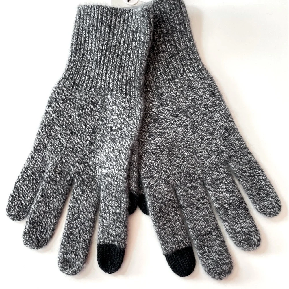Nordstrom Rack Women’s 100% Cashmere Soft Gloves OS Heather Black Tech-Touch